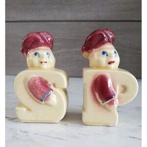 Vintage Shawnee Ceramic S & P Letters Chef W/Hats Salt And Pepper Shaker Set